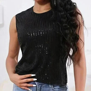 Sexy Sequin Black Top